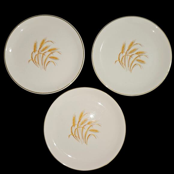 Golden Wheat 6" Plates Set of 3 – 22K Gold Trim USA Vintage Dinnerware - Picture 5 of 6